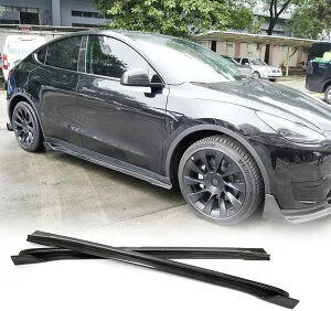 テスラ モデルY 専用パーツ カーボン サイドスカート 左右セット サイドスポイラー サイドステップ サイドシル 綾織カーボン Tesla Model s 車エアロパーツ カスタムパーツ リアル 炭素繊維 Tesla