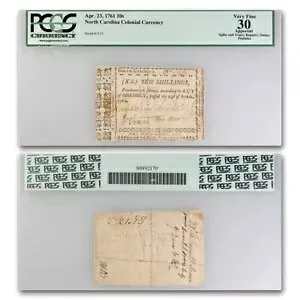 1761 10 シリング ノースカロライナ 4/23/61 VF-30 PCGS (Fr#NC-122) A