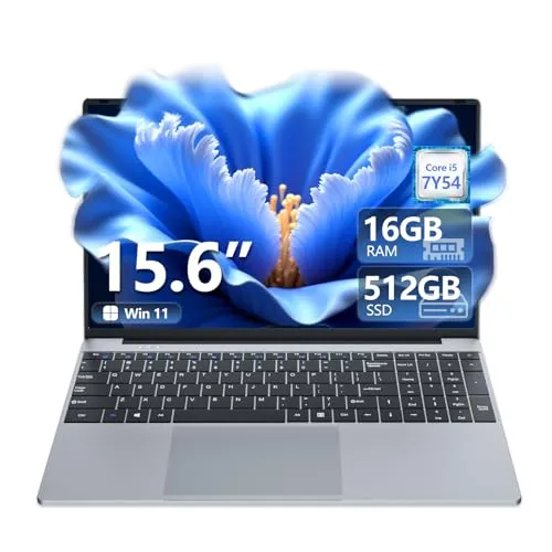 AVENKA ゲーミングノートパソコン i5-7Y54 15.6インチノートパソコン(最大3.20GHz)、ビジネスノートブックコンピュータ 16GB RAM 512GB SSD、フルHD 1920X1080ディスプレイバックライトキーボード 180度角度