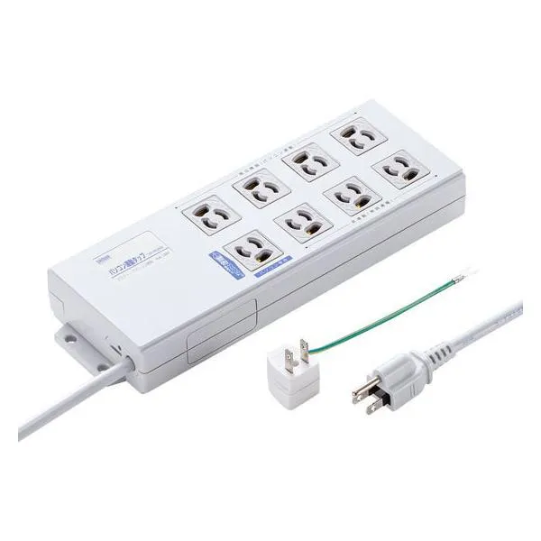 【お取り寄せ】サンワサプライ パソコン連動タップ 3P・8個口・2m TAP-RE2MN コード付き電源タップ３ピン 電源タップ ＯＡタップ 配線パーツ 家電