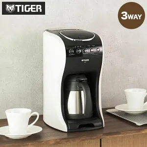 TIGER タイガー魔法瓶 コーヒーメーカー ステンレスサーバー ドリップ式 レギュラードリップ ドリップバッグ ドリップポッド 直接抽出 保温 自動洗浄 着脱式タンク ACT-E040WM ホワイト おしゃ