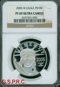 2005-W 100ドル 自由の女神像 プラチナイーグル 1オンス NGC PR69 プルーフ PF69