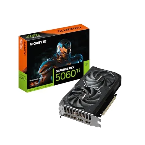 GIGABYTE GeForce RTX 5060 Ti WINDFORCE MAX OC 8Gグラフィックスカード、8GB 128ビットGDDR7、PCIe 5.0、WINDFORCE冷却システム、GV-N506TWF2MAX OC-8GD ビデオカード