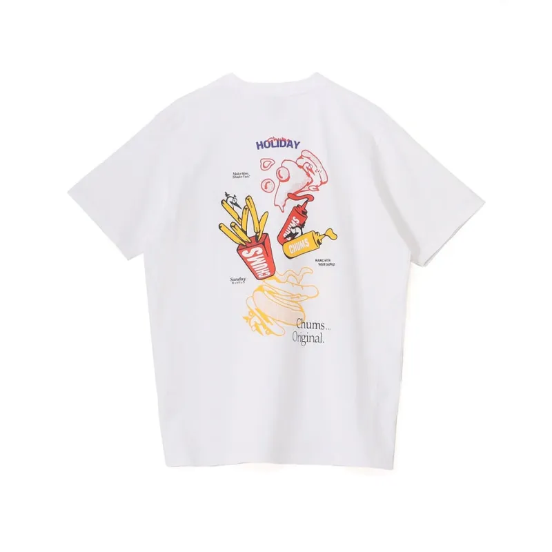 2026春夏 チャムス メンズ アウトドアカジュアル 半袖Ｔシャツ Anti-Bug Fast Food Pocket T-Shirt CH01-2715 W001 : ホワイト CHUMS