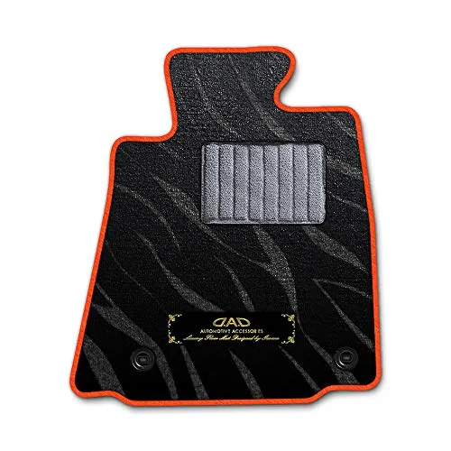 DAD ギャルソン D.A.D エグゼクティブ フロアマット MAZDA(マツダ)AZ-WAGON AZワゴン 型式 : MD22S 1台分 GARSON プレステージデザインブラック/オーバーロック(ふちどり)カラー:オレンジ/刺繍:ゴールド/ヒールパッ