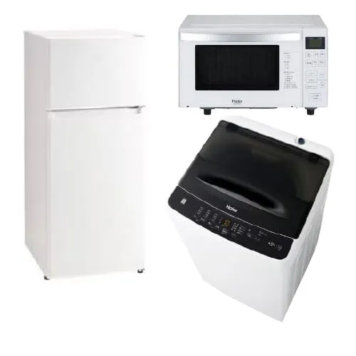ハイアール 一人暮らし 家電セット 冷蔵庫 洗濯機 電子レンジ 3点セット 2ドア冷蔵庫 ホワイト色 120L 全自動洗濯機 5.0kg 電子レンジ 18L