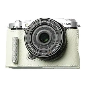 Mr.Stone｜ミスターストーン 富士フイルム X-M5用 本革ケース クラシック メタルグリップ付 スパークリング/白ステッチ PTBF011