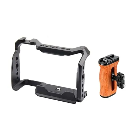 互換性がありますSony A6700用カメラケージキットに対応。木製ハンドルとARRI位置決めネジ付き。スタビライザーリグ。(A6700 Cage Kit1)