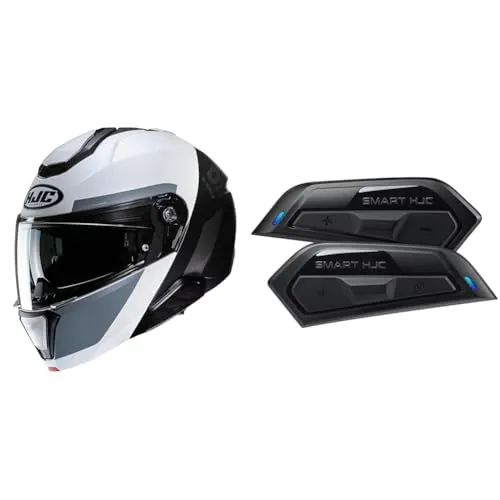 【セット買い】HJC HELMETS(エイチジェイシーヘルメット) バイク用 ヘルメット システム フルフェイス オープンフェイス i91 ビナ HJH271 BLACK/WHITE(MC5SF) インカム ビルトイン HJC専用 SENA製 SMART
