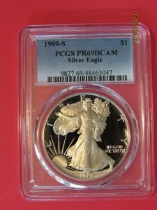 1989-S シルバーイーグルプルーフ「PCGS PR69DCAM」
