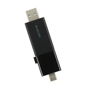 エレコムUSBメモリUSB5Gbps対応スライド式Type-C&Type-A両対応128GBブラックMF-WSAU3128GBK