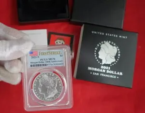 2021-S $1 MS70 PCGS MORGAN 99.9% シルバードル ファーストストライク アメリカ国旗ラベル
