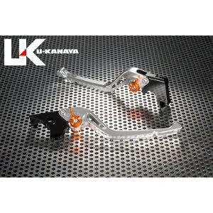 ユーカナヤ GPタイプ アルミ削り出しビレットレバー（レバーカラー：シルバー） GSX1400 調整アジャスターカラー ブラック SU012-022-0503