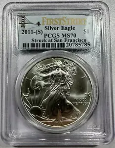 2011 -(S) シルバー イーグル、ファースト ストライク、PCGS MS70