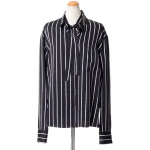 ハイダーアッカーマン (Haider Ackermann) ストライプシャツ レーヨン ブラックホワイト50261650001099 2018SS レディース春夏新作 送料無料 正規取扱