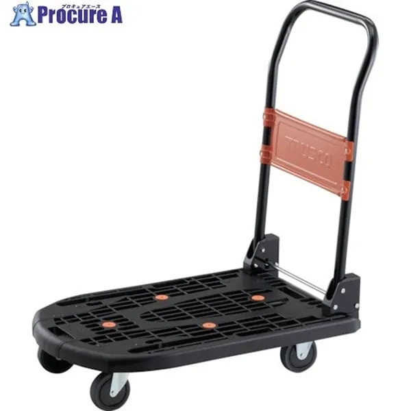 TRUSCO 樹脂台車 カルティオ(スチールハンドルタイプ)折畳 780X490 黒 ブレーキなし MPK-720-BK 1台 トラスコ中山(株)