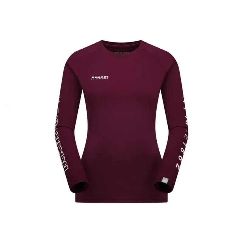 マムート レディース トレッキング 長袖Ｔシャツ キューディー ロゴ プリント ロングスリーブ Tシャツ アジアンフィット ウィメン 1016-01040 MAMMUT