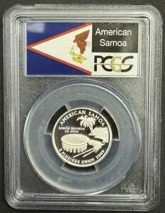 2009年 南米サモア 90% 銀貨 クォーターコイン ~PCGS PR69DCAM 国旗ラベル