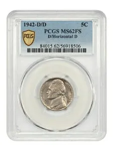 1942-D/D 5C PCGS MS62FS (D/Horizo??ntal D) - ジェファーソン・ニッケル - 希少OMMバラエティ