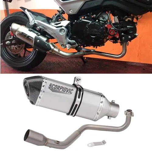 Eiksouvi ホンダ グロム GROM/MSX125/Monkey125 スリップオン マフラー 全年適用 | JC61/JC75/JC92 対応 ステンレス フルエキゾースト 50.8mm 汎用サイレンサー適合 (I)