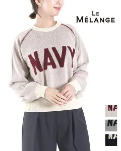 【SALE/50%off】Le Melange ルメランジュ ダブルジャガード編みロゴニットプルオーバー le melangeルメランジュ ルメランジェ 8452003 公式 正規品 24AW FSP