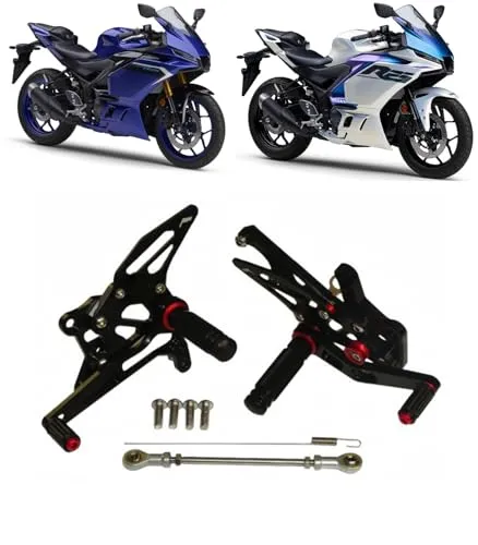 AyGwbyx YZF - R25 YZF - R3 （2014-2024年式） 専用設計 カスタムパーツ 調整式 バックステップキット 左右セット - 6061-T6アルミニウム CNC切削 取り付け簡単 純正ネジ穴利用(ブラック) [並行輸入品]