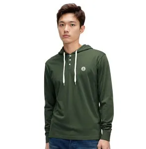ボルコム メンズ トップス Tシャツ Men's Volcom Ballast Hooded Henley Pullover Green グリーン