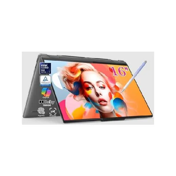 Lenovo Yoga 7i AI 2-in-1 16" WUXGA 16:10 Touchscreen Laptop, Intel Ultra 7 155U（Beats I7 1355U, Fingerprint Reader, Backlit KB, 2 x Thunderb_並行輸入