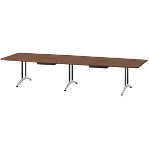 ■NAIKI ミーティングテーブル(配線付 KDF型/天板:ダークウォールナット 脚:ブラック/W3600×D1200×H714〔品番:KDF3612BHWN〕【6575460:0】[送料別途見積り][掲外取寄][店頭受取不可]