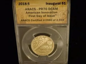 2018-S 1ドル アメリカン・イノベーション 発行初日 ANACS PR 70 DCAM