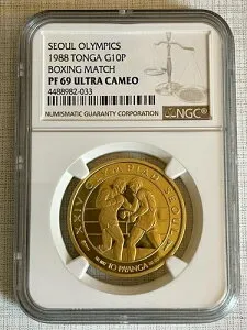 トンガ 1988 ソウル オリンピック ボクシング マッチ 10 パアンガ 金貨 NGC PF69 UC SKU#6486