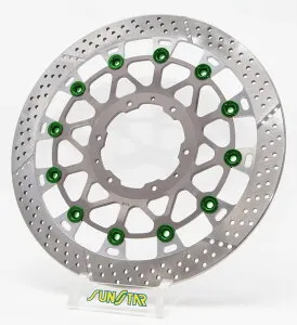 SUNSTAR サンスター WORKS EXPAND [ワークスエキスパンド] フロントディスクローター CBR929RR CBR954RR Fire Blade HONDA ホンダ ブレーキディスクローター ブレーキ 右用 / ピンカラー：グリーン / フローテ