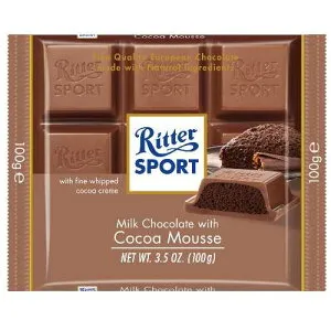 リッタースポーツ ココアムース入りミルクチョコレート、3.5オンス (11個パック) Ritter Sport Milk Chocolate with Cocoa Mousse, 3.5-Ounce (Pack of 11)