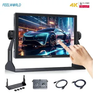 FEELWORLD S10 10.1インチ 4K カメラモニター 1200nit高輝度 タッチスクリーン 12G-SDI入出力 HDMI入出力 HDMI/SDIクロスコンバーター 3D LUT HDR 3色タリーライト 監視モニター