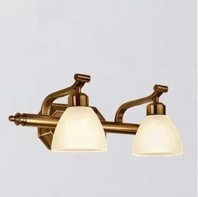 ZT-TTHG ヴィンテージLEDライトガラスのランプシェードの壁はレトロな古典的なバスルームの虚栄心の鏡の青銅室内の壁の照明 (Lampshade Color : 2heads, Wattage : Not Include Bulbs)