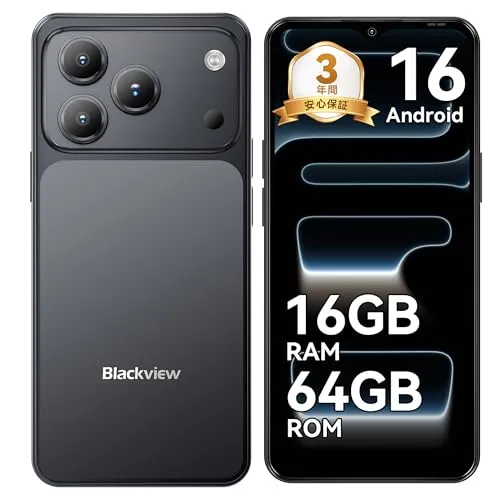 【SIMフリー＆技適認証済】Blackview Wave7C SIMフリー スマホ 日本版 Android 16搭載｜Doke OS 5.0搭載｜Gemini AI｜16GB RAM+64GB ROM（2TB拡張可能）｜6.56インチ大画面｜13MP+32