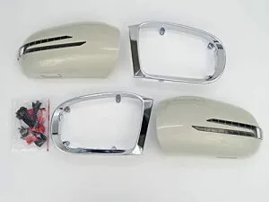 メルセデス ベンツ LED ウィンカー ドアミラー サイドミラー カバー カニ爪 アロータイプ(未塗装xメッキ枠) W220 W215 前期 (98-02y) S320 S350 S430 S500 S63 S65 S600L CL500 CL600 CL55 CL65L ウインカー ドア