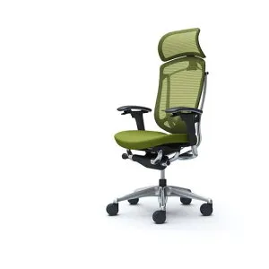 ■OKAMURA コンテッサセコンダ 可動肘 座クッション 大型ヘッド5本脚 ポリッシュ ブラック ランバー付ハンガー無 張地色グリーン〔品番:CC87BSFPC5〕【4255120:0】[送料別途見積り][法人・事業所限