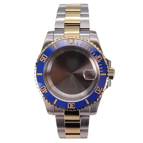 1個 シルバー&ゴールド 20mm ステンレススチールストラップ 40mm 時計ケース Nh35 Nh34 NH36/38 Eta 2824 Miyota 8215 ムーブメント 28.5mm GMT用(27J#,Miyota 8215)