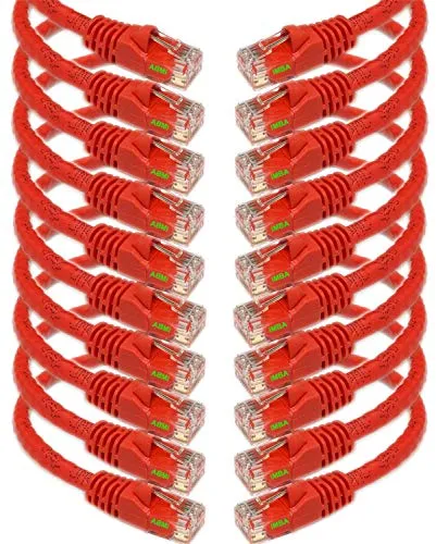 iMBAPrice -赤 (3 フィート) - 10 Pack で Cat6 Snagless RJ45 イーサネット パッチ ケーブル