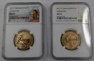 2017 P & D サカガウィア ダラー $1 NGC MS67 セコイア 2 コイン セット - 美しい!