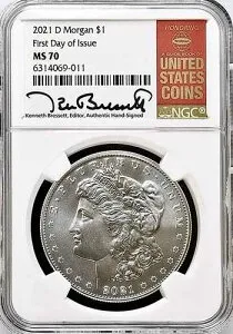 2021 D $1 モルガン シルバー ドル NGC MS70