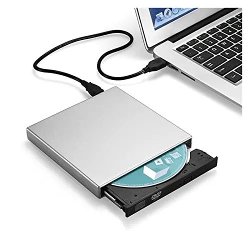 外部の DVD光学式ドライブ USB 2.0 CD/DVD-ROM CD-RWプレーヤー CDバーナースリムポータブルリーダーレコーダー(SILVER)