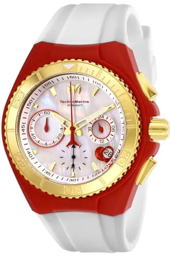 TechnoMarine tm-117003 Women 's Red Valentine Watch 14 Kゴールド調PVDコーティング日本クロノグラフ