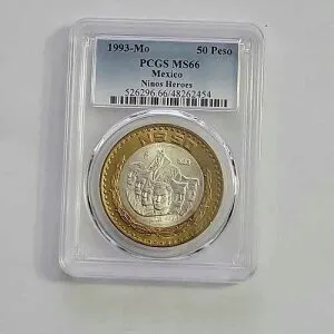 1993 Mo 50 ヌエボス ペソ PCGS MS 66 ニノス ヒーローズ メキシコ ミント コイン # (288)