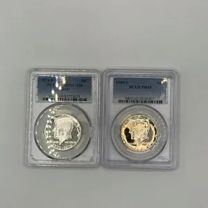 1969-S PCGS PR65 ケネディ 50C、1976-S PCGS PR69DCAM 50C、銀貨 2 枚セット