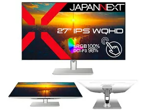 【送料無料】JAPANNEXT JN-IPS27WQHDR-C65W-FLD-T タッチパネル対応液晶ディスプレイ 27型/ 2560×1440/ HDMI、DP、USB-C×1/ ホワイト/ スピーカー有/ 2年保証【在庫目安:僅少】