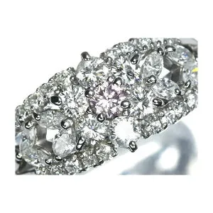 《Diamond》天然無処理 上質ピンクダイヤ 0.127ct 上質クリアダイヤ 総計0.99ct Pt900 超高級リング 14号 リング 指輪