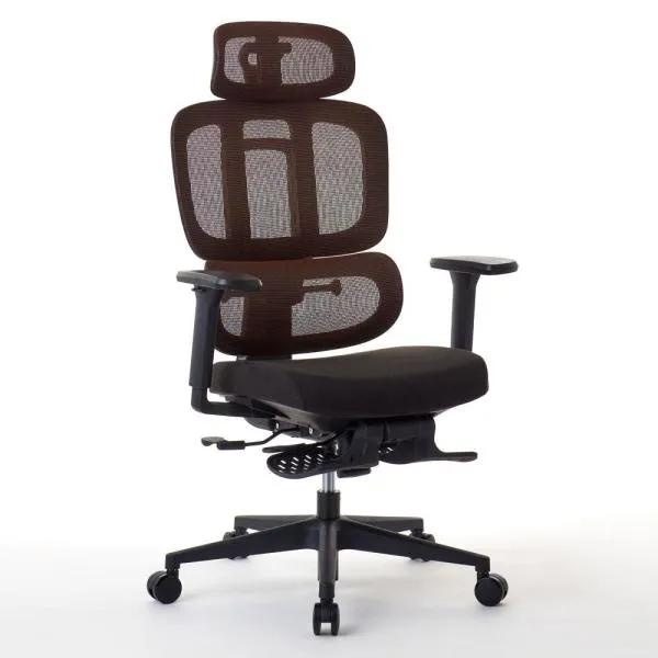 ROOMWORKS(ルームワークス) オフィスチェア M6シリーズ 多機能ファブリックメッシュワークチェア(ブラウン) RM6-BR 返品種別A