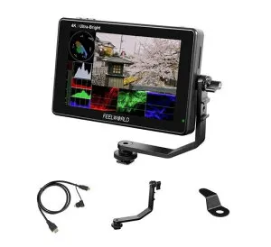 FeelworldLUT7SPRO7インチ超高輝度2200nits3DLUTタッチスクリーンDSLRカメラモニター1920x1200IPS4KHDM・SDI入/出力(F970外付け供給キット付き)